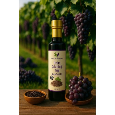 üzüm çekirdeğinden soğuk sıkım yöntemiyle elde edilmiştir