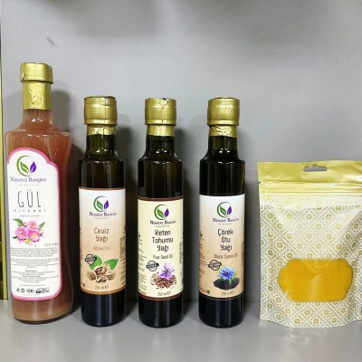 Keten tohumu yağı, Ceviz yağı, Çörek otu yağı, Gül sirkesi